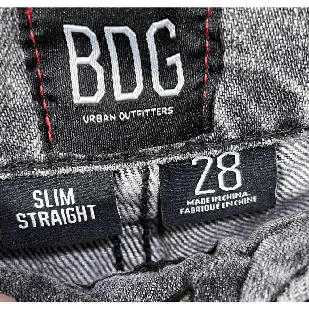 BDG Urban Outfitters Slim Straight Grey Wash Distressed Jeans Size 28